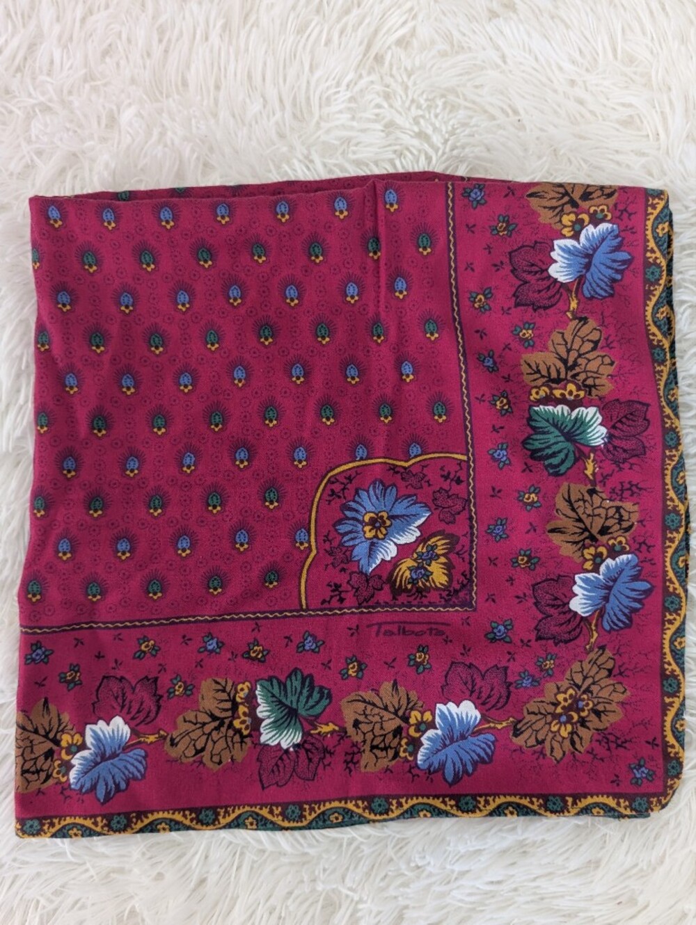 Vintage Talbots Floral Square Scarf Pink Magenta Provence Style 26x26